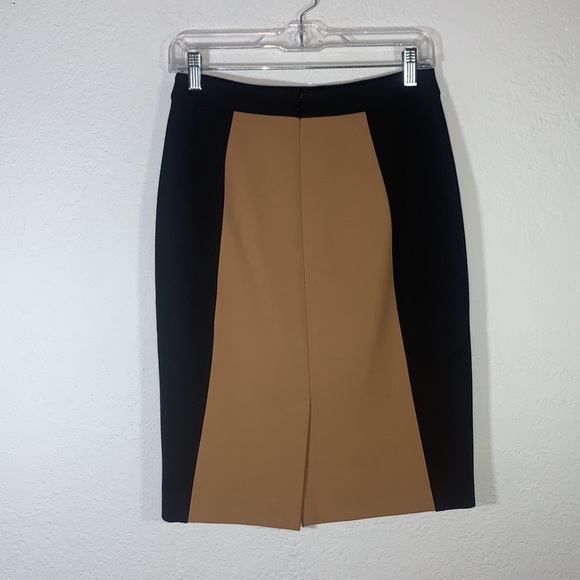Halogen Black and Brown Color Block Pencil Skirt Size 0 - Picture 2 of 9
